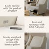 Kiwi Electronic Recliner & Swivel Glider with USB Port, Ivory Boucle/Gold - Nursery Chairs - 3 - thumbnail