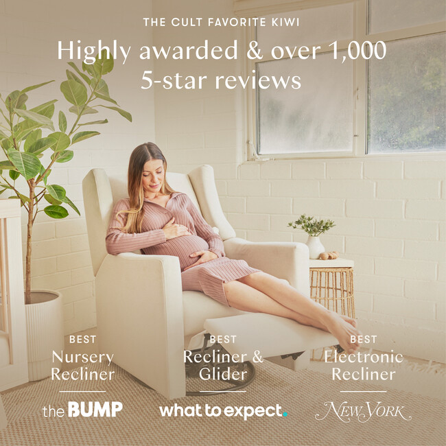 Kiwi Electronic Recliner & Swivel Glider with USB Port, Ivory Boucle/Gold - Nursery Chairs - 5