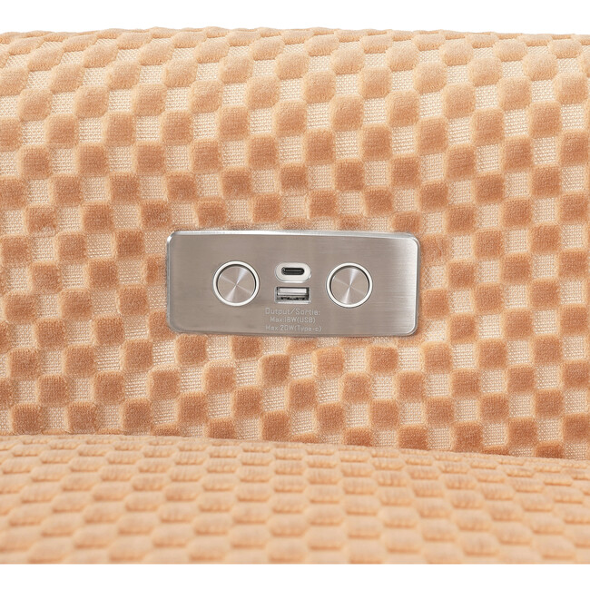 Arc Electronic Recliner & Swivel Glider With USB Port, Velvet Checker & Canyon Velvet Checker With Light Wood Base - Glider - 8