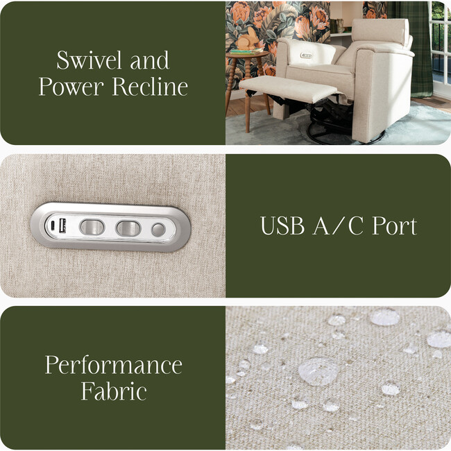 Willa Plus Power Recliner and Swivel Glider, Performance Beach Eco-Weave - Glider - 4