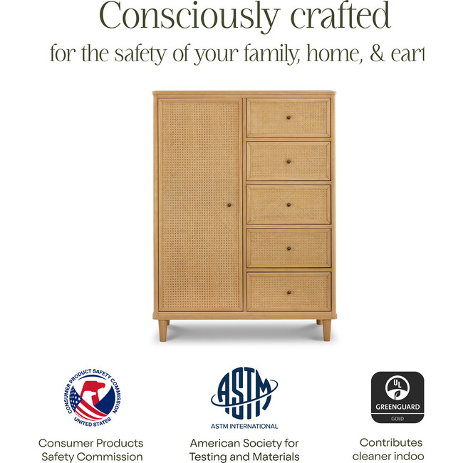 Marin with Cane Assembled Chifforobe in Honey/Honey Cane - Storage - 7