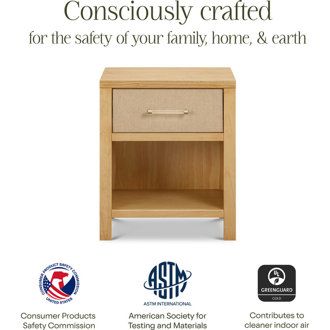 Eloise Assembled Nightstand in Honey and Performance Sand Eco-Weave - Nightstands - 7