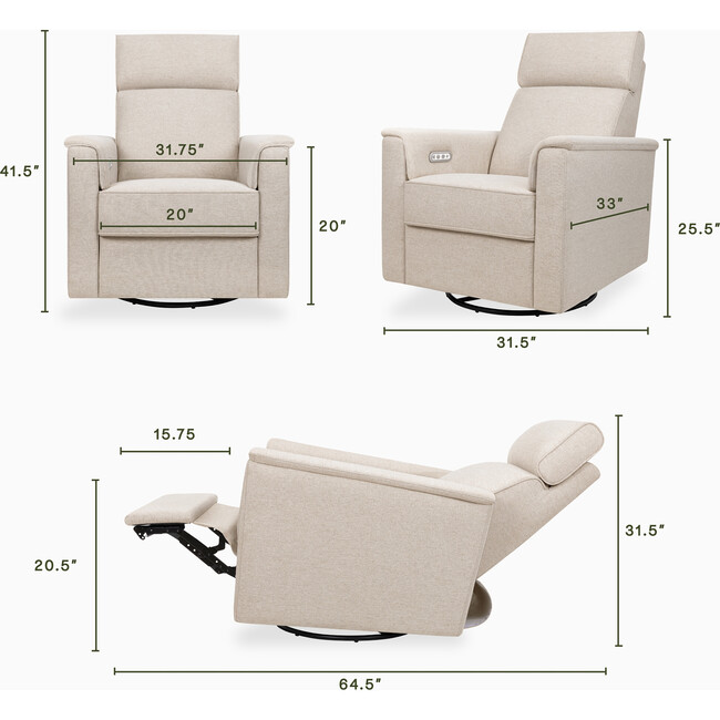 Willa Plus Power Recliner and Swivel Glider, Performance Beach Eco-Weave - Glider - 7