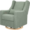 Kiwi Electronic Recliner and Swivel Glider with USB port in Sage Teddy Loop with Light Wood Base - Glider - 1 - thumbnail