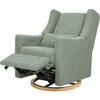 Kiwi Electronic Recliner and Swivel Glider with USB port in Sage Teddy Loop with Light Wood Base - Glider - 2
