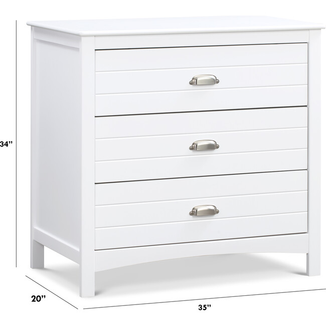Nolan 3-Drawer Dresser, White - Dressers - 4