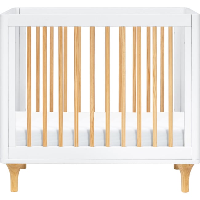 Lolly 4-in-1 Convertible Mini Crib and Twin Bed with Toddler Bed Conversion Kit, White / Natural - Cribs - 1