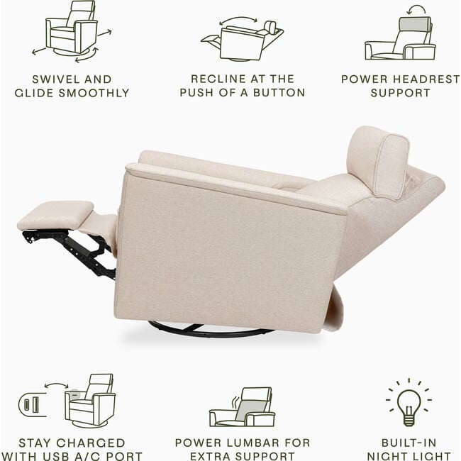 Willa Pro Power Glider Recliner w/ Power Lumbar in Performance Beach Eco-Weave - Glider - 4