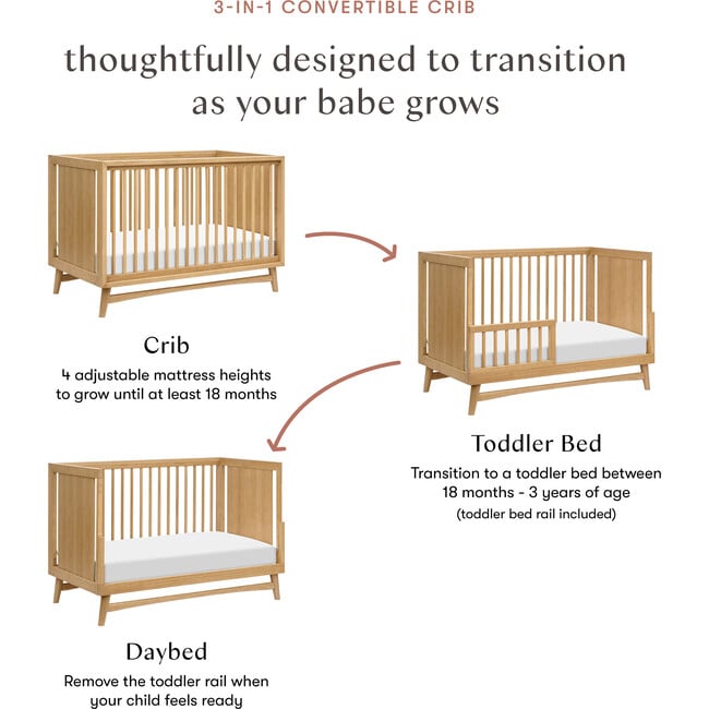 Peggy Mid-Century 3-in-1 Convertible Crib - Cribs - 4