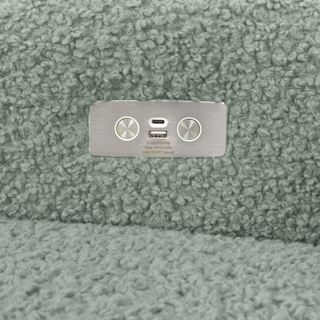 Kiwi Electronic Recliner and Swivel Glider with USB port in Sage Teddy Loop with Light Wood Base - Glider - 4