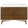 Palma 7-Drawer Assembled Double Dresser, White & Natural Walnut - Dressers - 7