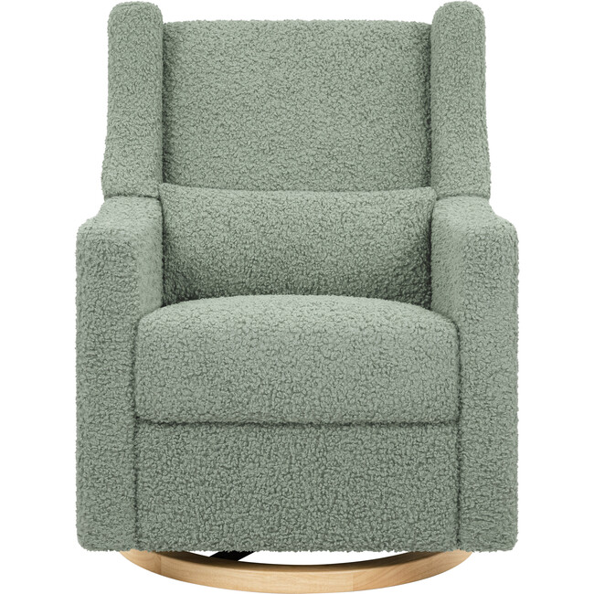 Kiwi Electronic Recliner and Swivel Glider with USB port in Sage Teddy Loop with Light Wood Base - Glider - 8