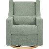 Kiwi Electronic Recliner and Swivel Glider with USB port in Sage Teddy Loop with Light Wood Base - Glider - 8