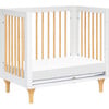 Lolly 4-in-1 Convertible Mini Crib and Twin Bed with Toddler Bed Conversion Kit, White / Natural - Cribs - 6 - thumbnail