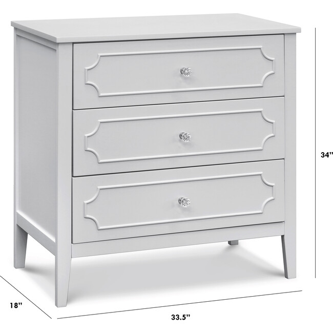 Chloe Regency 3-Drawer Dresser, Fog Grey - Dressers - 6