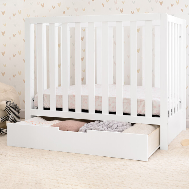 Colby 4-in-1 Convertible Mini Crib with Trundle, White