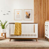 Scoot 3-in-1 Convertible Crib with Toddler Bed Conversion Kit, White / Natural Walnut - Cribs - 2