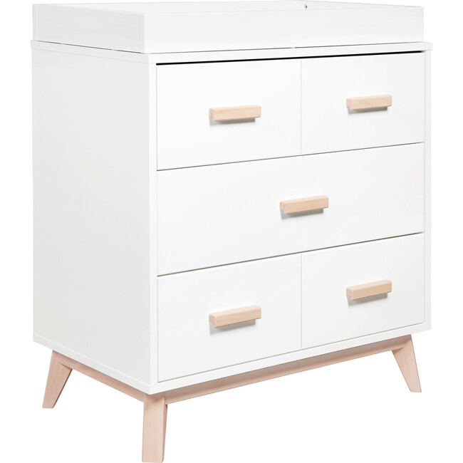 Scoot 3-Drawer Changer Dresser with Removable Changing Tray, White/Washed Natural - Dressers - 5