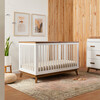 Scoot 3-in-1 Convertible Crib with Toddler Bed Conversion Kit, White / Natural Walnut - Cribs - 3