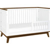Scoot 3-in-1 Convertible Crib with Toddler Bed Conversion Kit, White / Natural Walnut - Cribs - 5