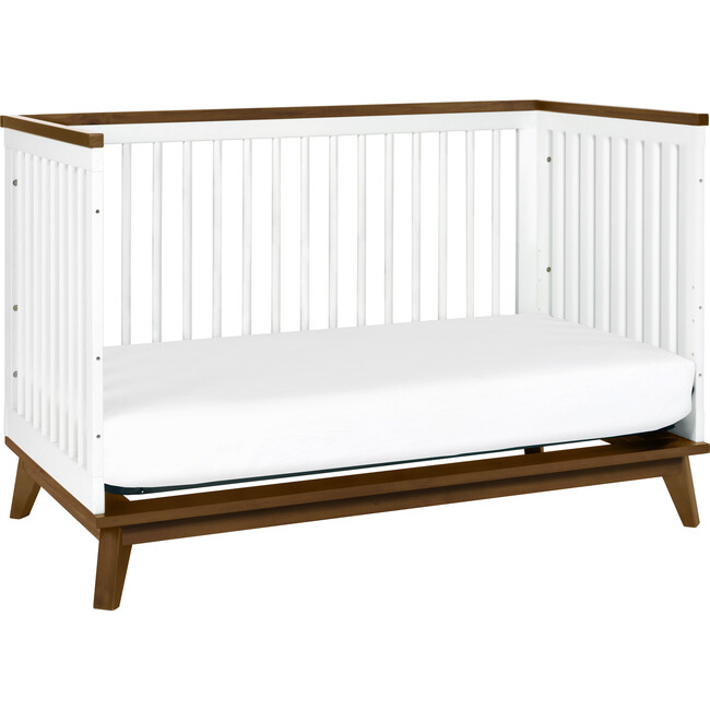 Scoot 3-in-1 Convertible Crib with Toddler Bed Conversion Kit, White / Natural Walnut - Cribs - 6