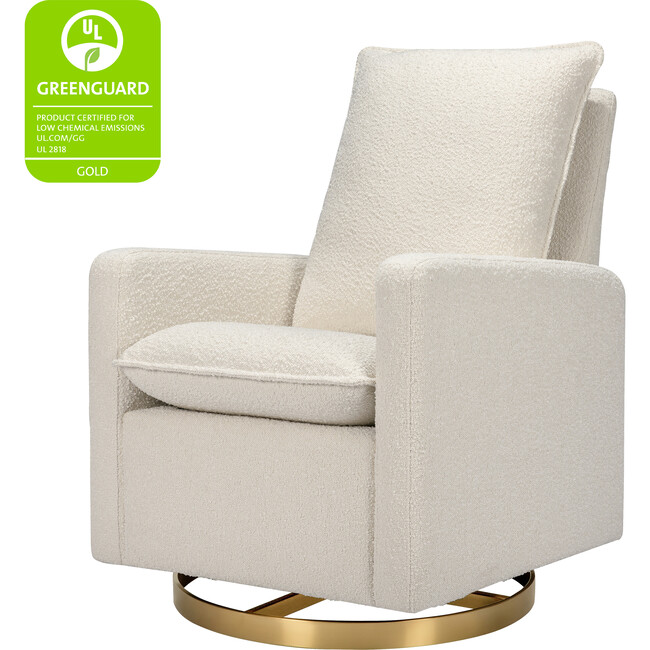Cali Pillowback Swivel Glider, Ivory Boucle And Gold Base