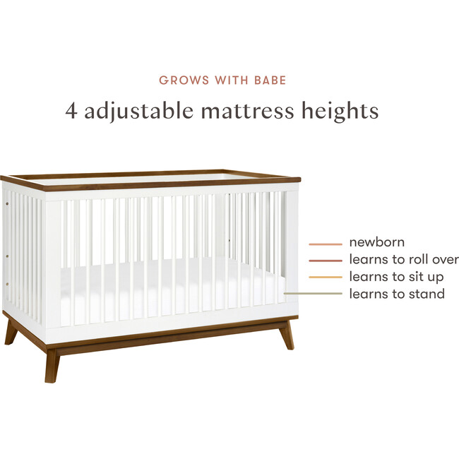 Scoot 3-in-1 Convertible Crib with Toddler Bed Conversion Kit, White / Natural Walnut - Cribs - 8
