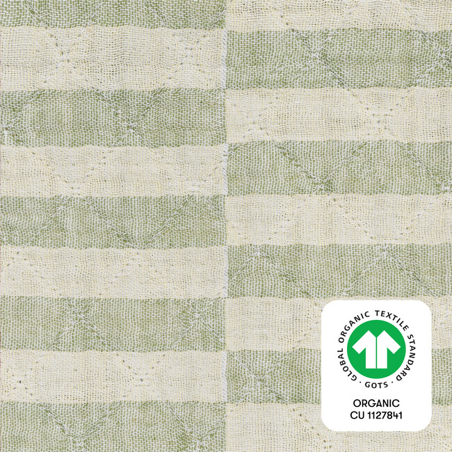 Quilted GOTS Certified Organic Muslin Cotton Changing Pad Cover, Moss Stripe