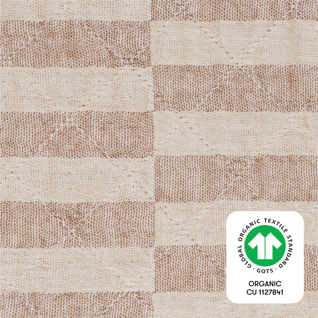 Quilted GOTS Certified Organic Muslin Cotton Changing Pad Cover, Cocoa Stripe