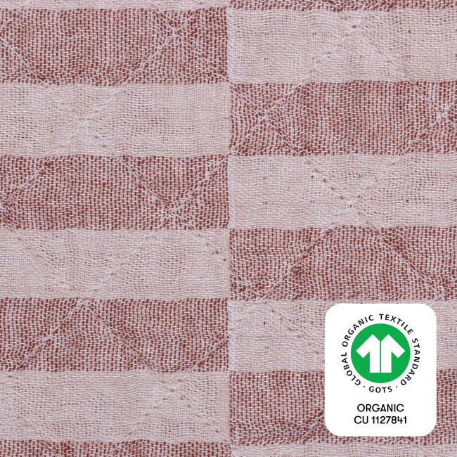 Quilted GOTS Certified Organic Muslin Cotton Changing Pad Cover, Maroon Stripe