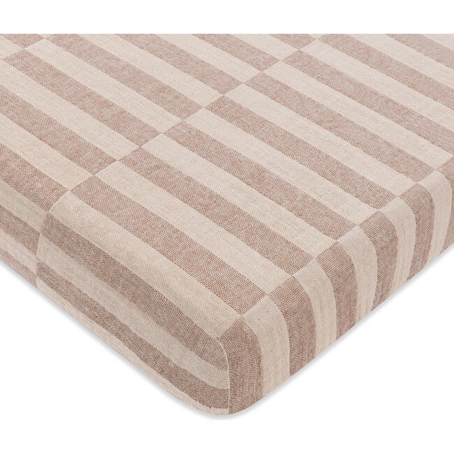 GOTS Certified Organic Muslin Cotton Mini Crib Sheet, Cocoa Stripe - Crib Sheets - 1