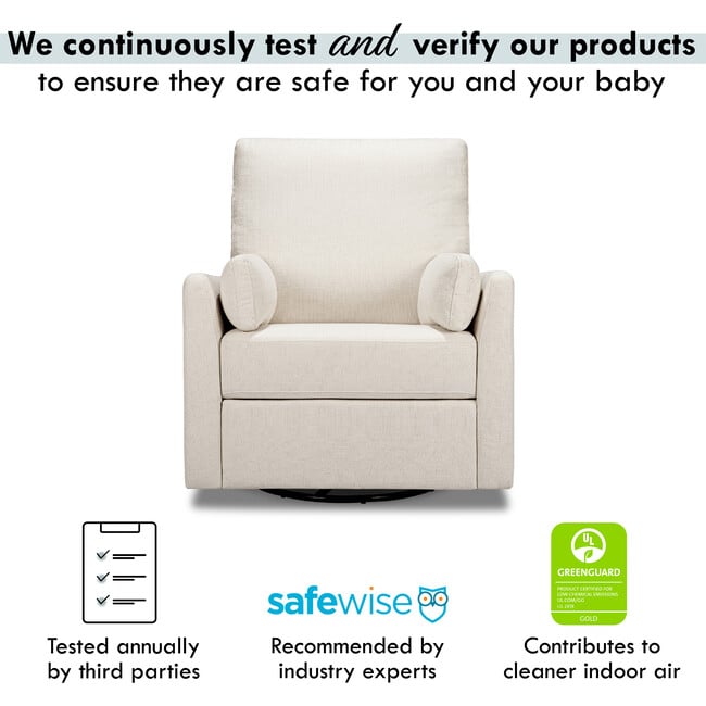 Ethan Swivel Recliner, Cream Linen - Nursery Chairs - 4