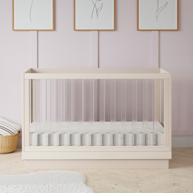 Harlow Acrylic 3-In-1 Convertible Crib With Toddler Bed Conversion Kit, Washed Natural - Cribs - 4