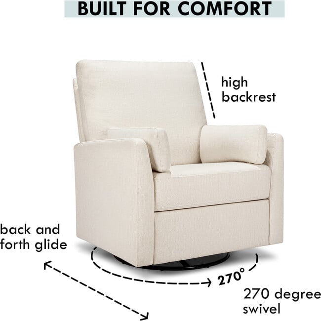 Ethan Swivel Recliner, Cream Linen - Nursery Chairs - 5