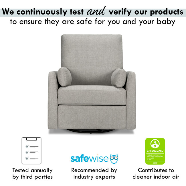 Ethan Swivel Recliner, Grey Linen - Nursery Chairs - 5