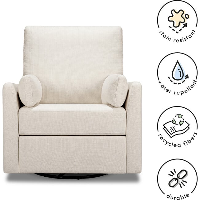 Ethan Swivel Recliner, Cream Linen - Nursery Chairs - 6