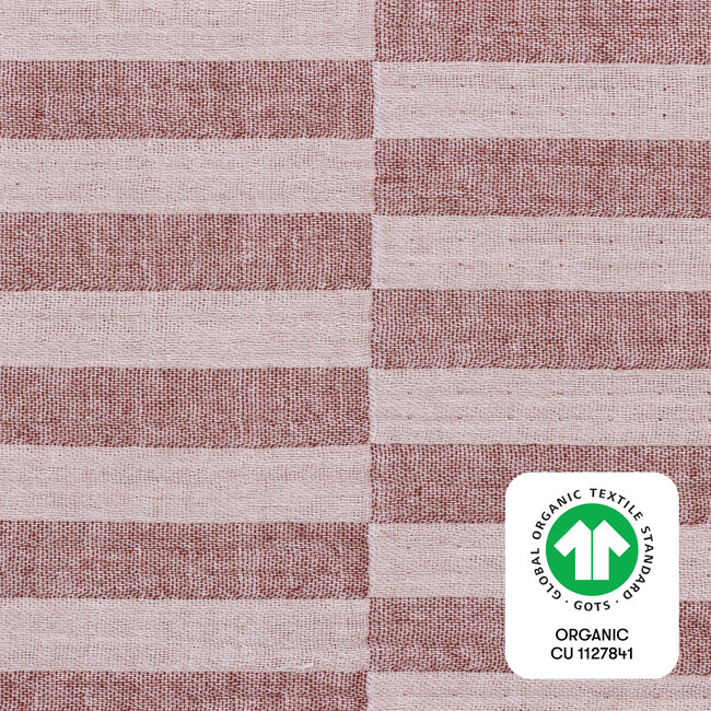 GOTS Certified Organic Muslin Cotton Crib Sheet, Maroon Stripe