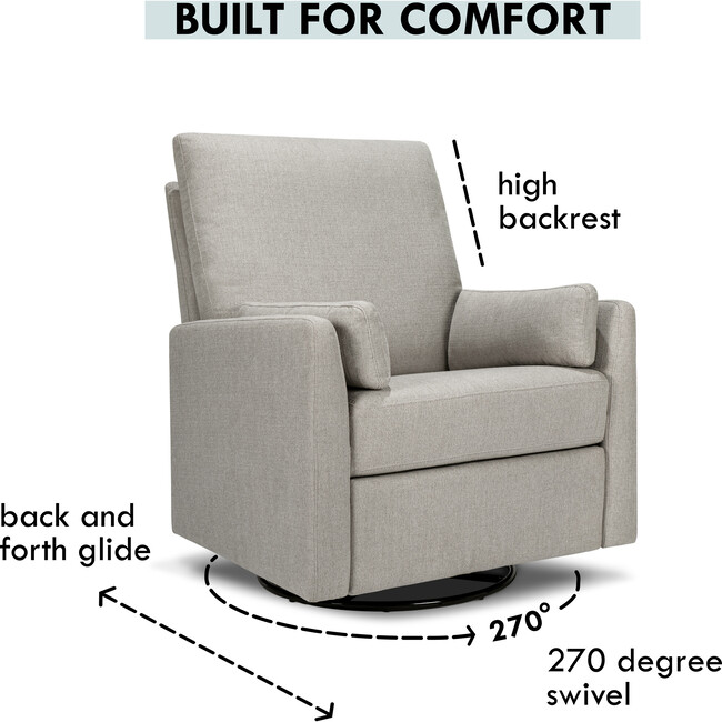Ethan Swivel Recliner, Grey Linen - Nursery Chairs - 6