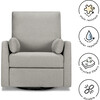 Ethan Swivel Recliner, Grey Linen - Nursery Chairs - 7