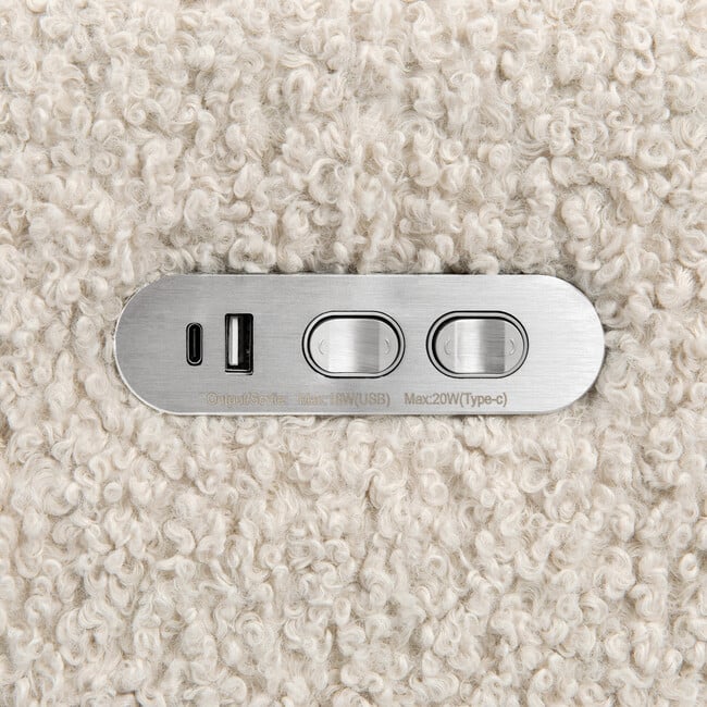 Kiwi Plus Power Recliner and Swivel Glider with Power Adjustable Headrest and USB Port in Almond Teddy Loop - Glider - 4