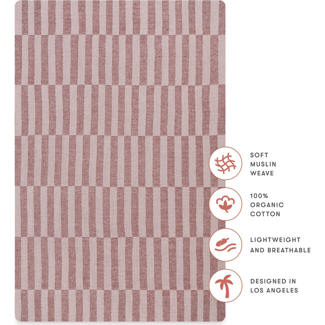 GOTS Certified Organic Muslin Cotton Mini Crib Sheet, Maroon Stripe - Crib Sheets - 5