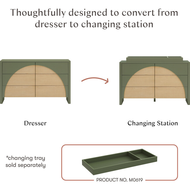 Moab 6-Drawer Assembled Dresser in Olive / Ash - Dressers - 7