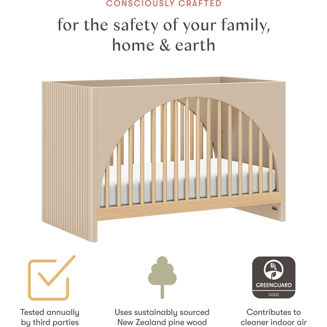 Moab 3-in-1 Convertible Crib in Taupe / Ash - Cribs - 8
