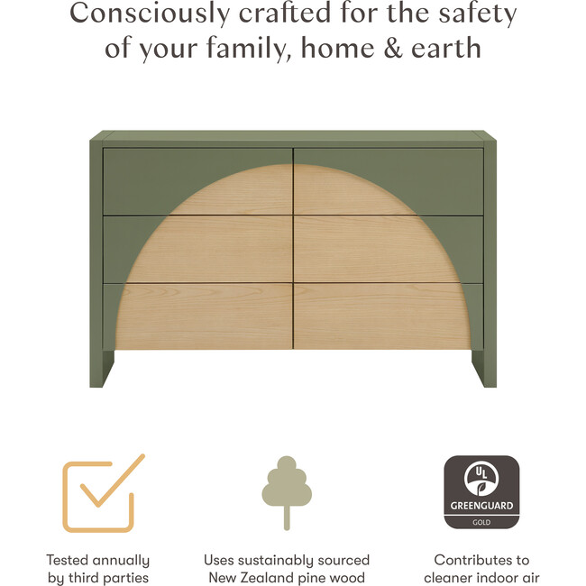 Moab 6-Drawer Assembled Dresser in Olive / Ash - Dressers - 8