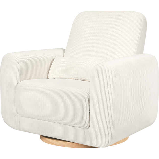 Tuba Extra Wide Swivel Glider, Ivory Corduroy & Light Wood Base - Nursery Chairs - 1