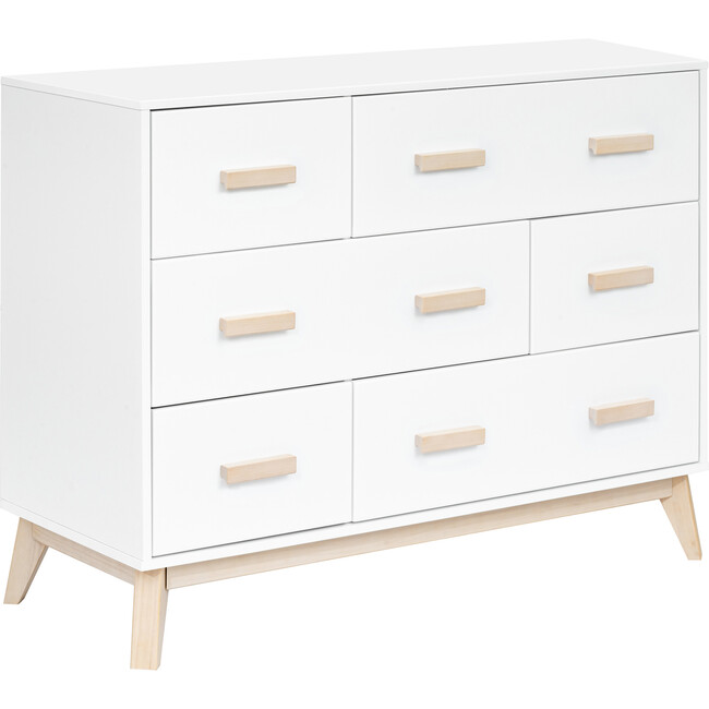 Scoot 6-Drawer Dresser, White & Washed Natural - Dressers - 1
