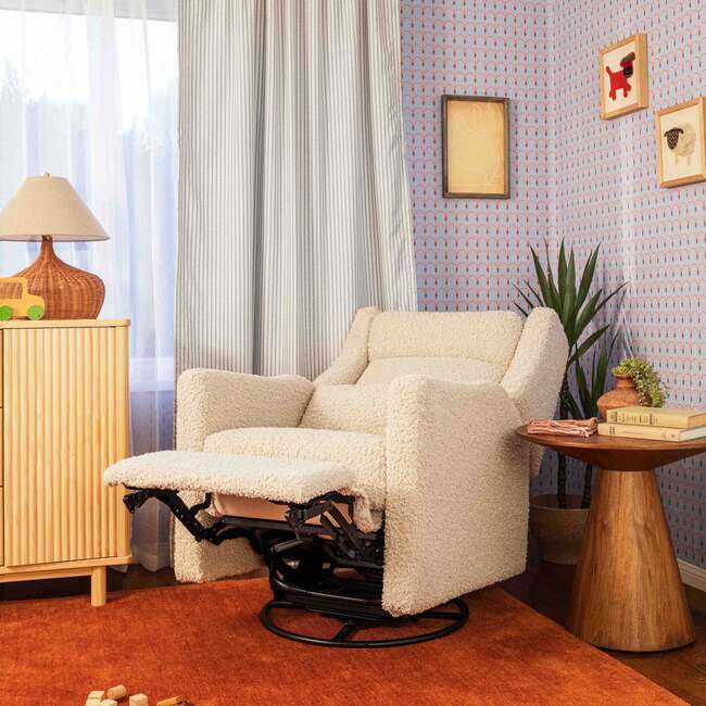 Kiwi Plus Power Recliner and Swivel Glider with Power Adjustable Headrest and USB Port in Almond Teddy Loop - Glider - 7