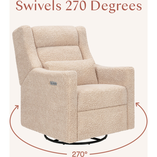 Kiwi Plus Power Recliner and Swivel Glider with Power Adjustable Headrest and USB Port in Chai Shearling - Glider - 8