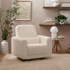 Tuba Extra Wide Swivel Glider, Ivory Corduroy & Light Wood Base - Nursery Chairs - 2 - thumbnail