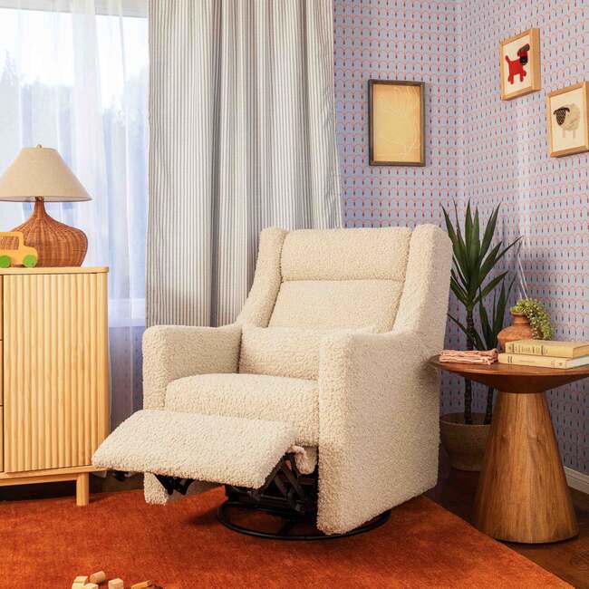 Kiwi Plus Power Recliner and Swivel Glider with Power Adjustable Headrest and USB Port in Almond Teddy Loop - Glider - 8
